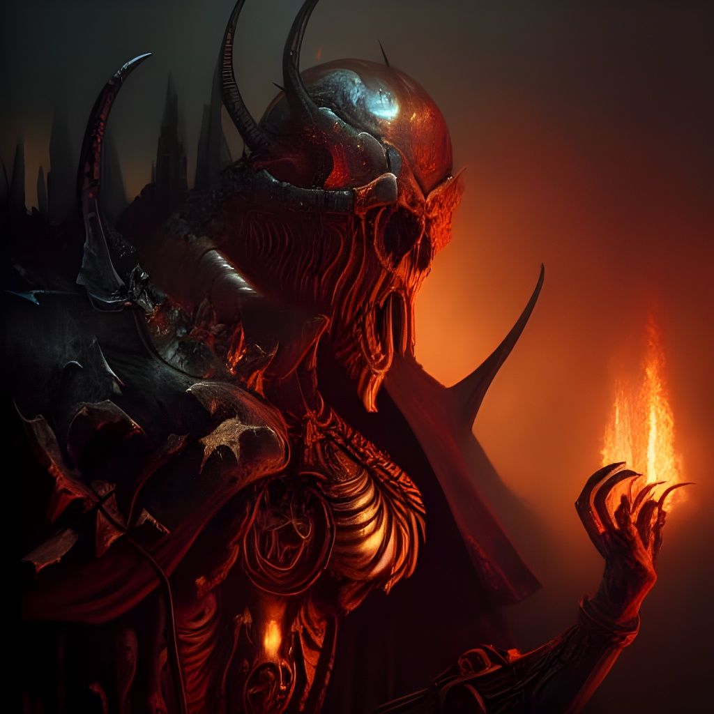 Metallic Skull Knight Sentinel in Flames