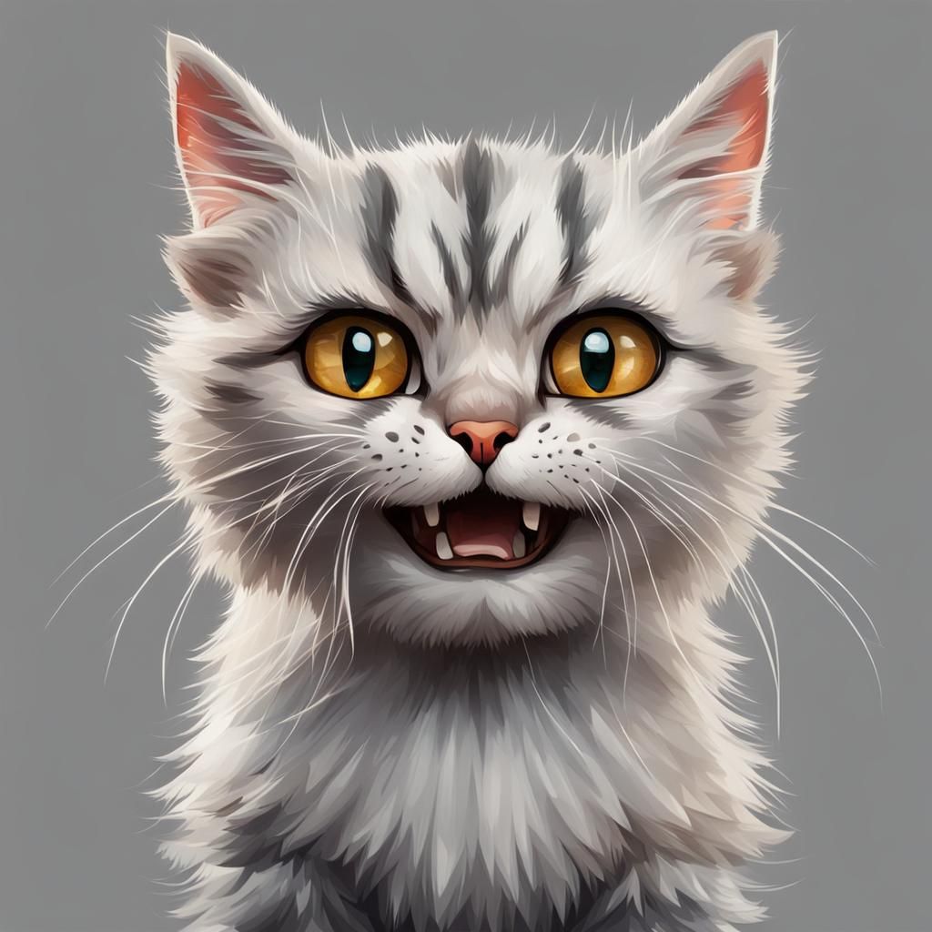 Funny Angry Cat: A Cute Realistic Portrait