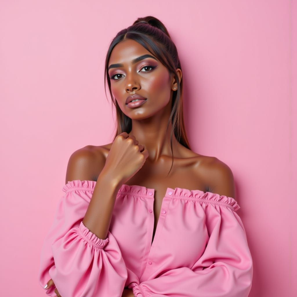 Woman in Pink Attire