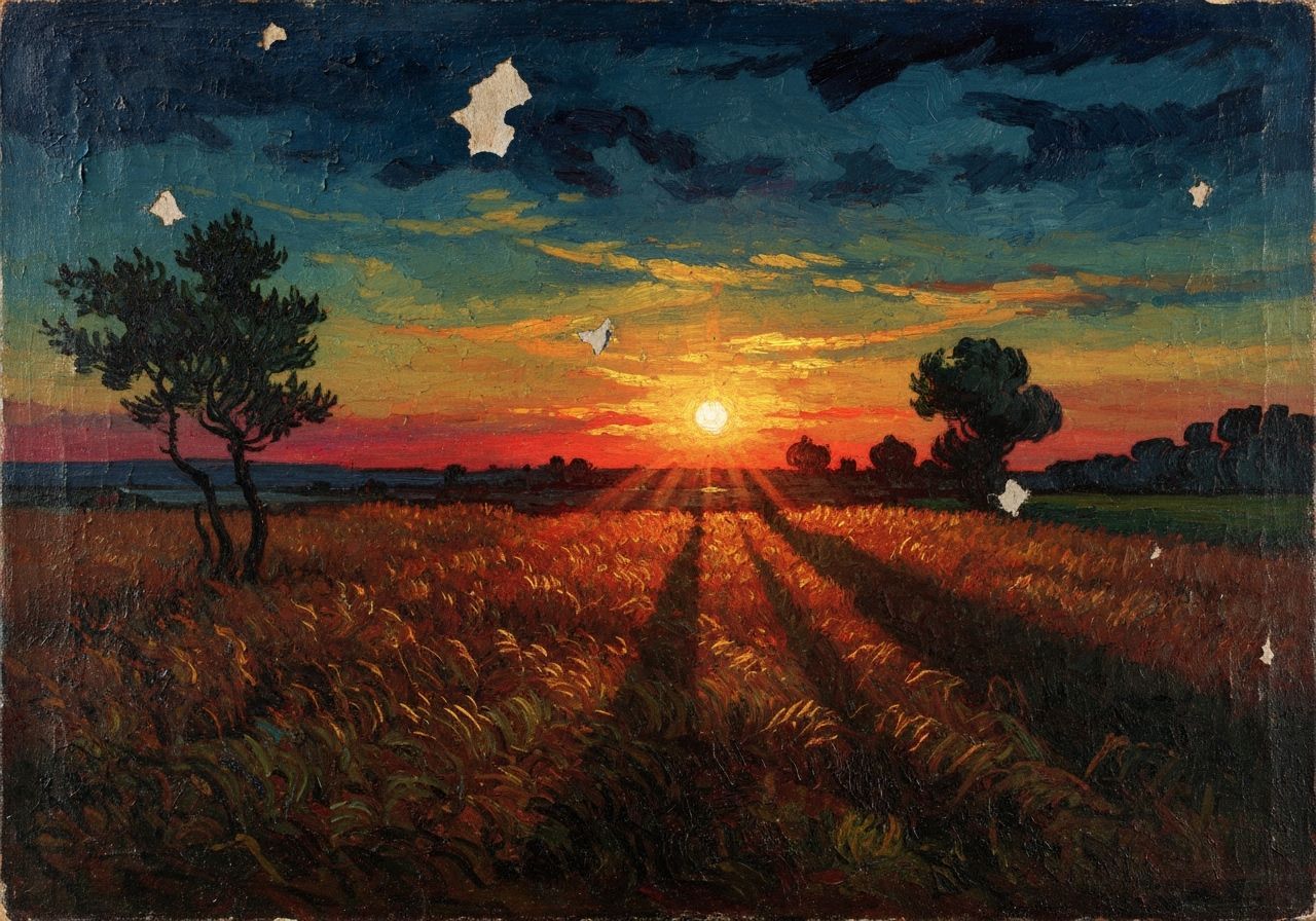 Spectacular Autumn Sunset in Van Gogh Style