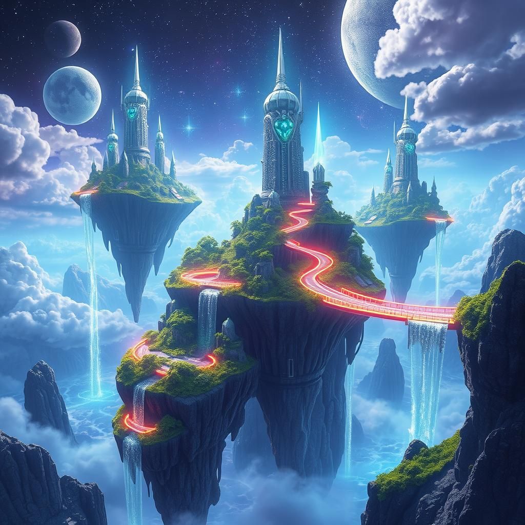 Majestic Alien World with Floating Islands