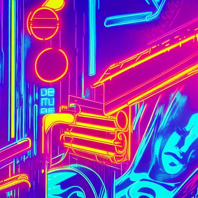 Neon Cyberpunk Cityscape in Synthwave Style