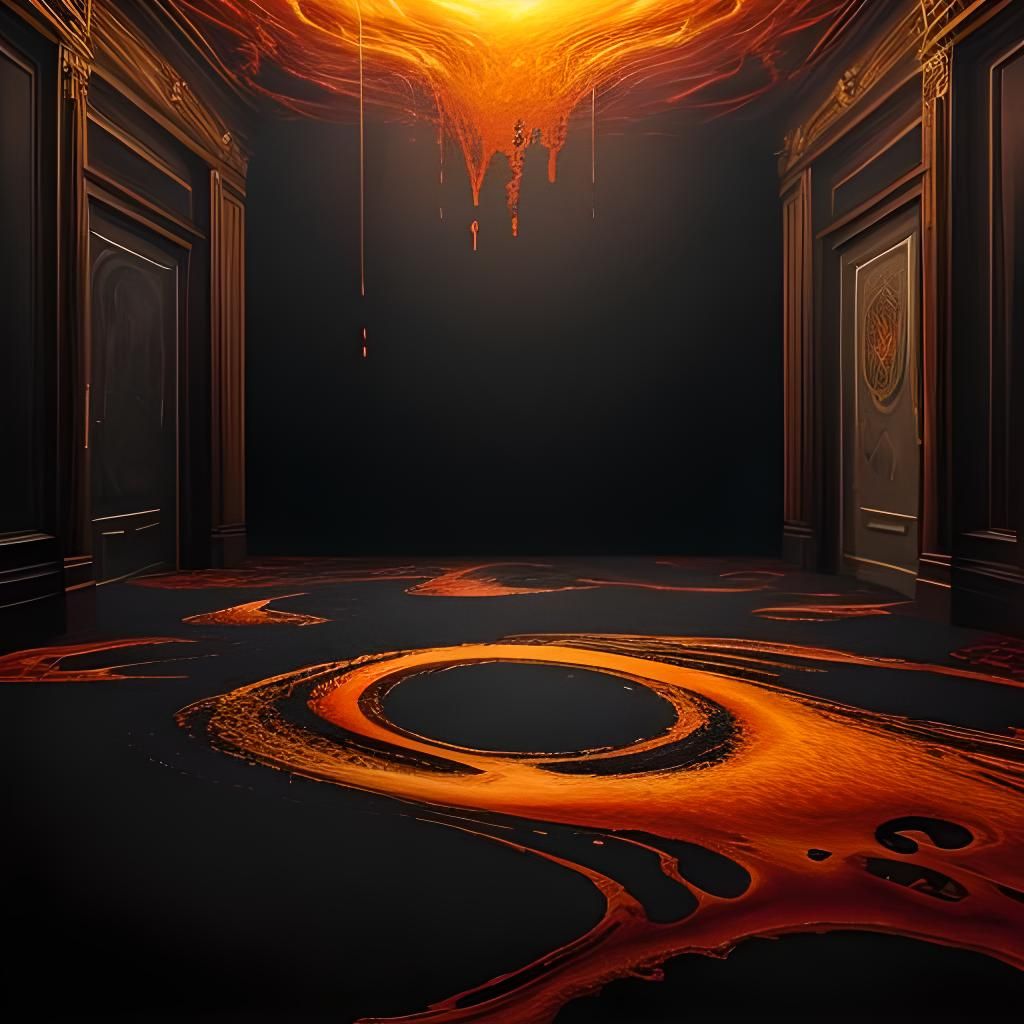 Eerie Cup of Lava on Beige Carpet