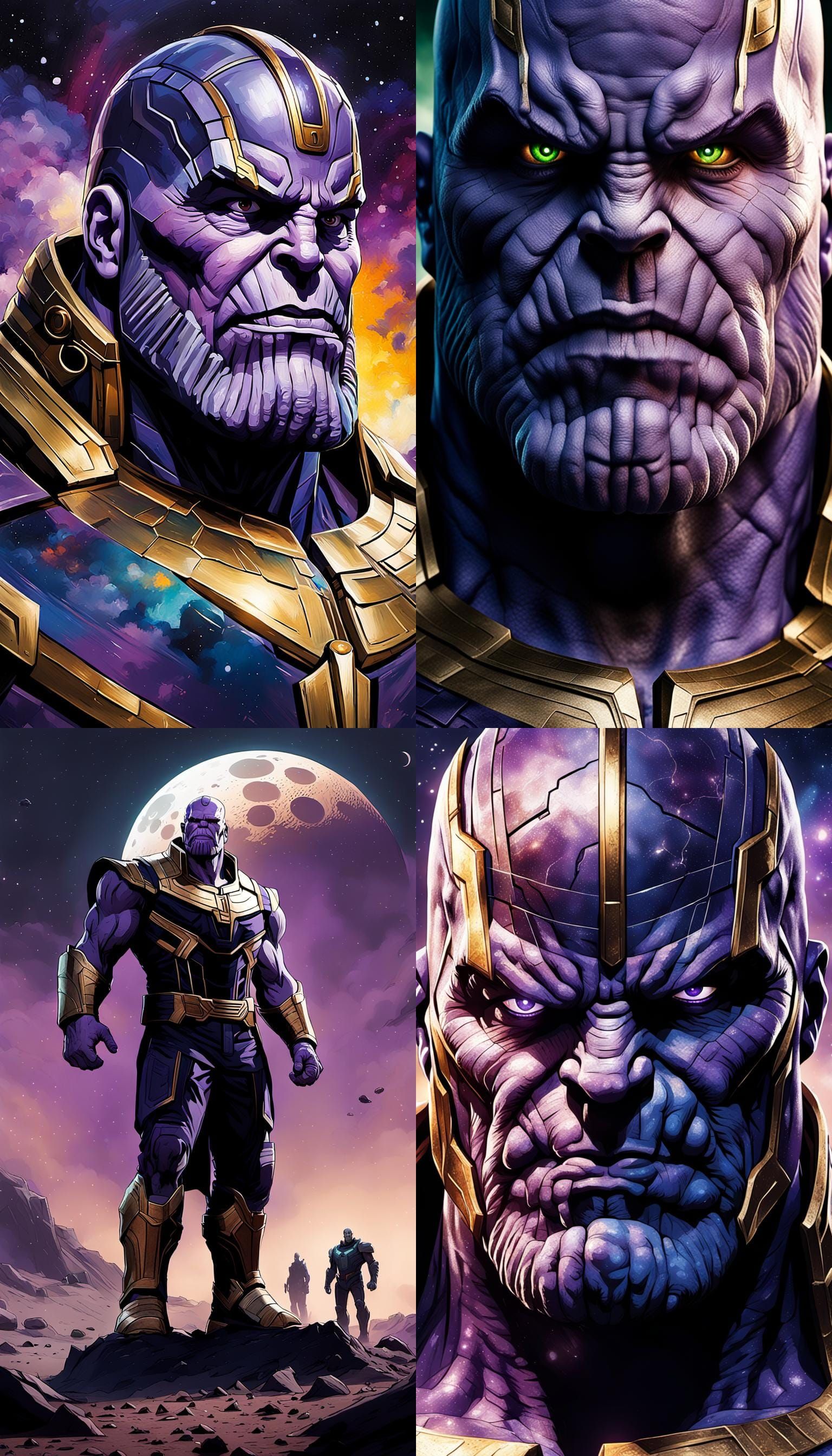 Guilty Thanos on Desolate Planet with Fallen Heroes