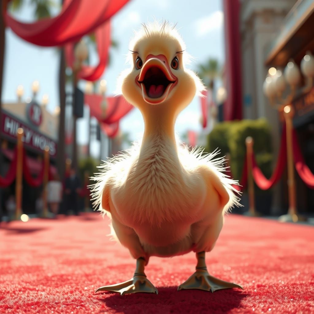Fluffy Duck Struts Oscar Red Carpet