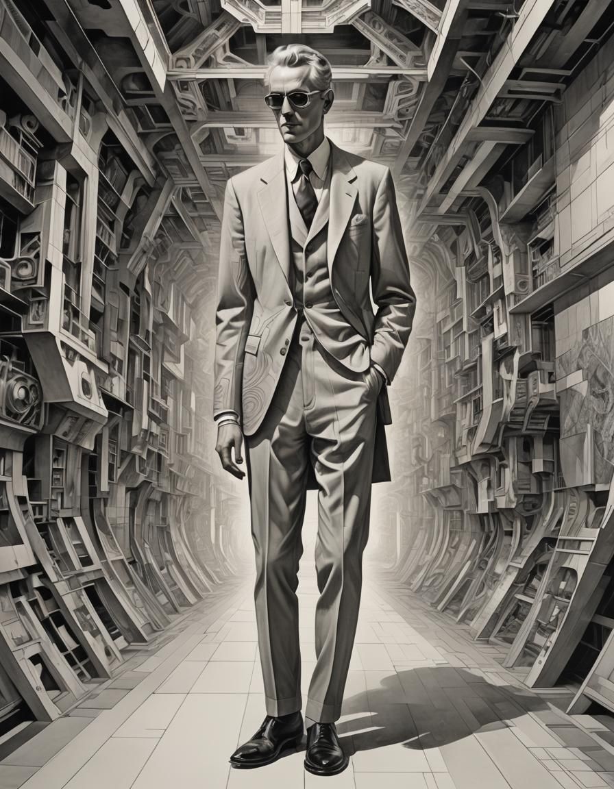 Bauhaus Fractal Expressionism: Man on Northern Road