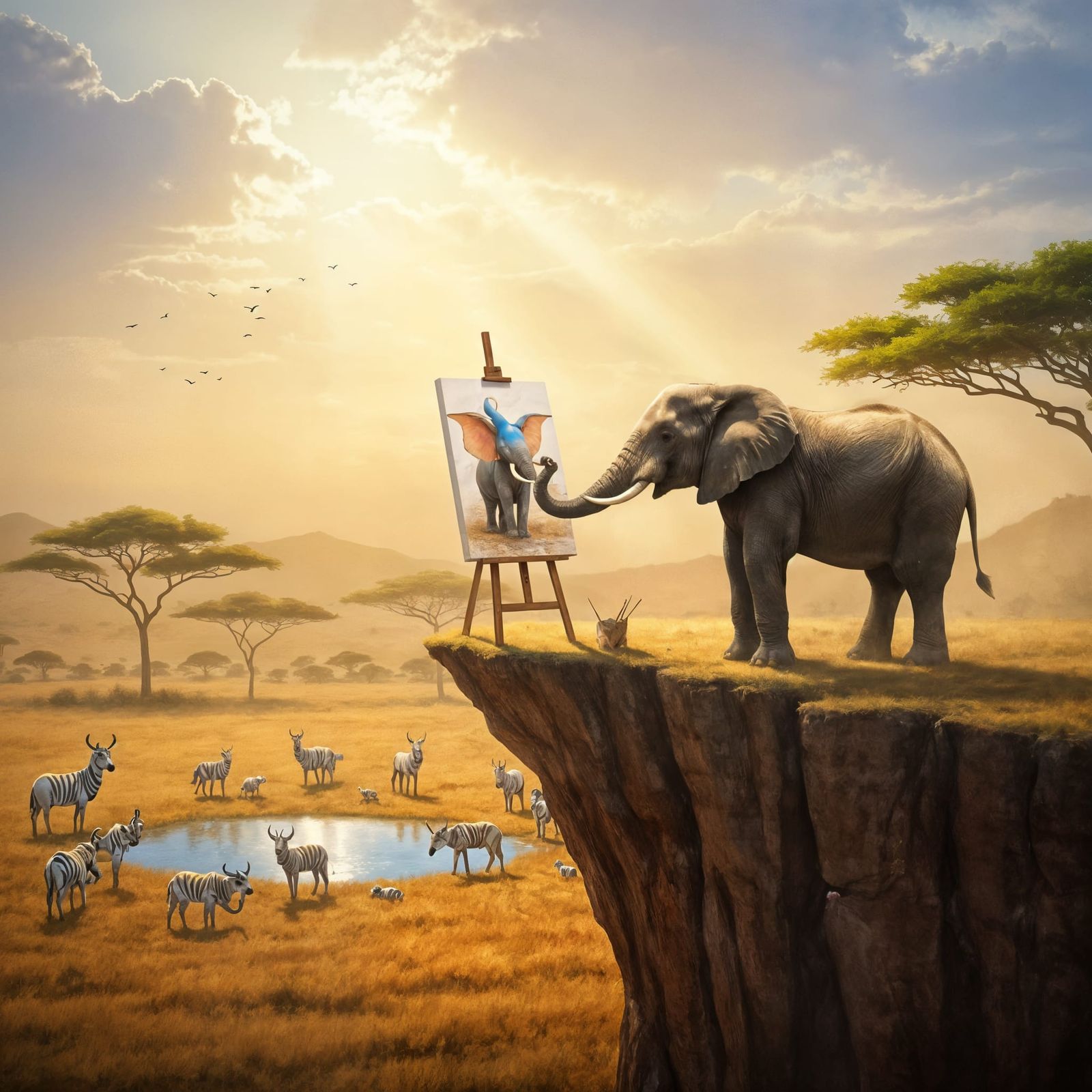 Elephant Artist Paints Dumbo-Inspired Canvas on Serengeti Cl...