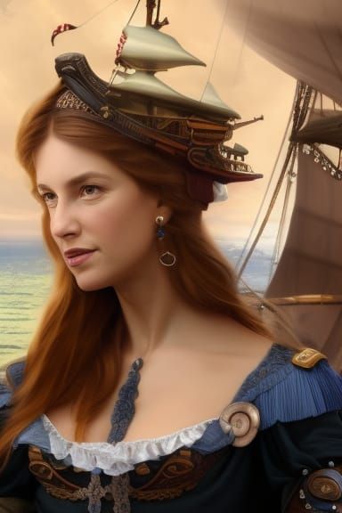Brazilian Pirate on Deck, Hyperdetailed Digital Art