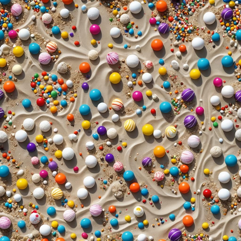 Candy Beach Paradise in Whimsical Digital Art