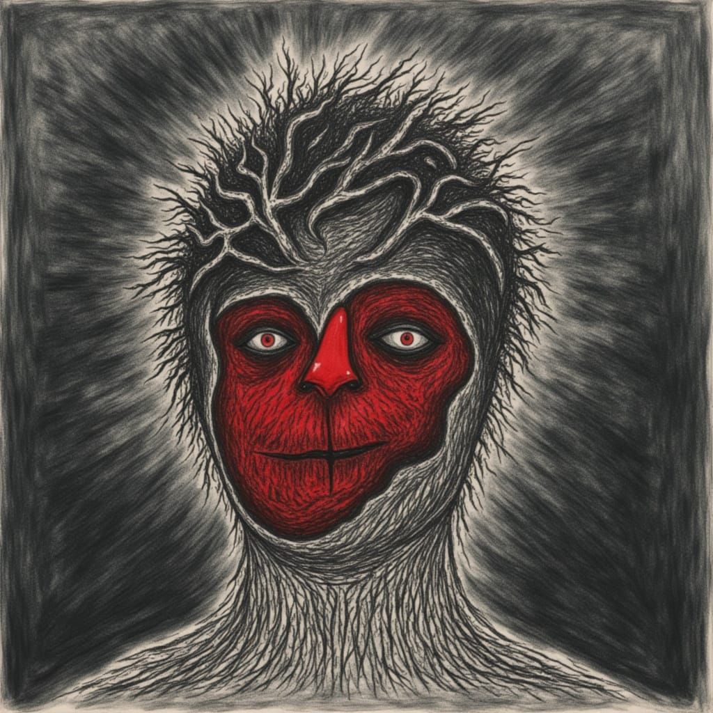 Abstract Psychosis Depiction in Charcoal Style