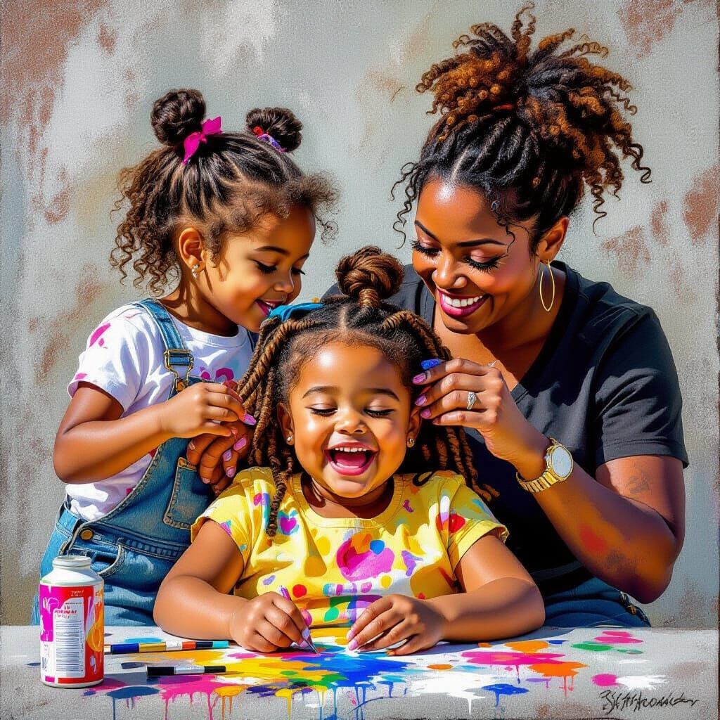 Black Girl's Hair Retwisted Amidst Colorful Graffiti Art
