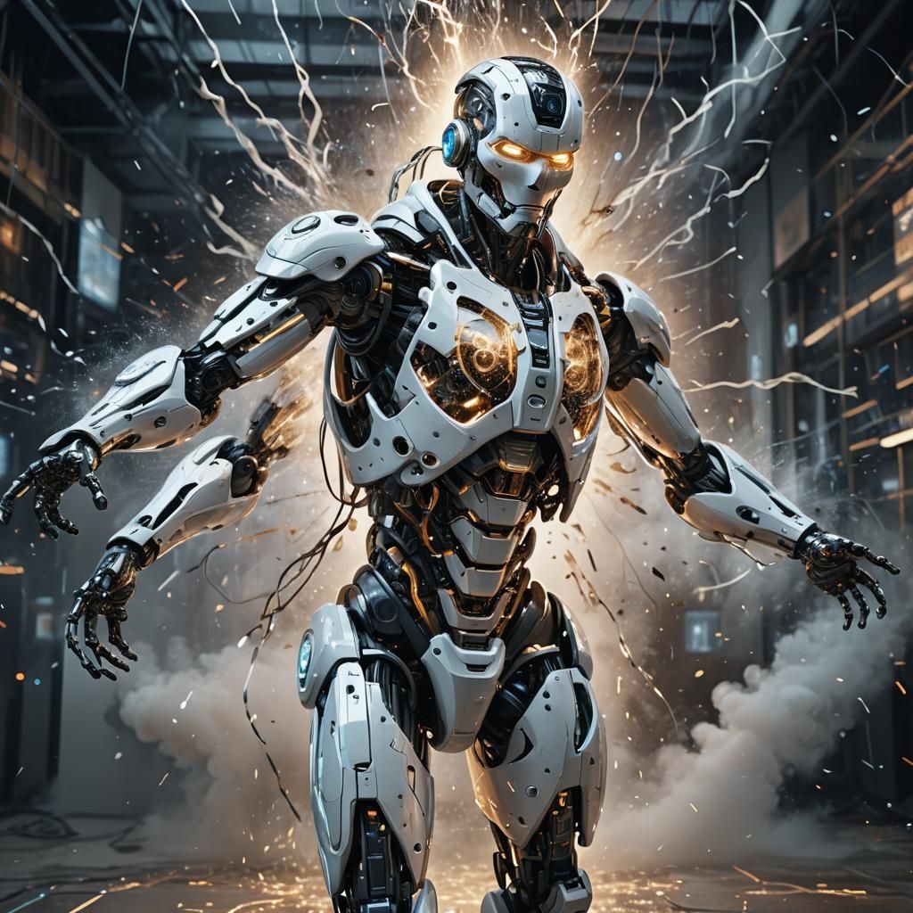 AI Cyborg Directs Digital Vortex as Dark Fantasy Concept Art