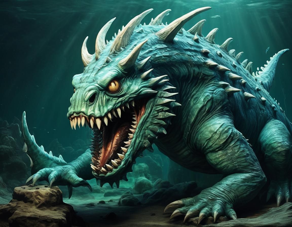 Lovecraftian Sea Monster with Enormous Tooth