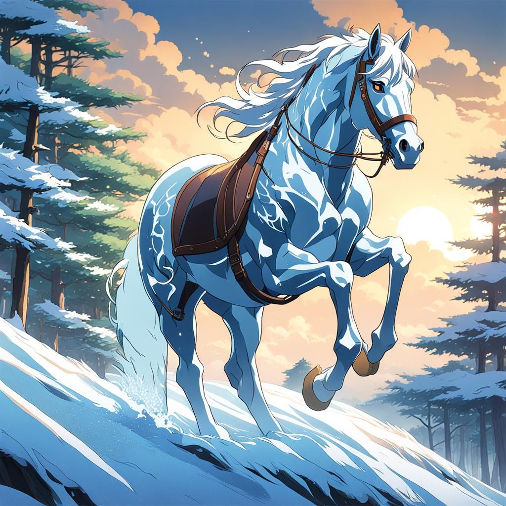 Icy Horse in Anime Style Key Visual