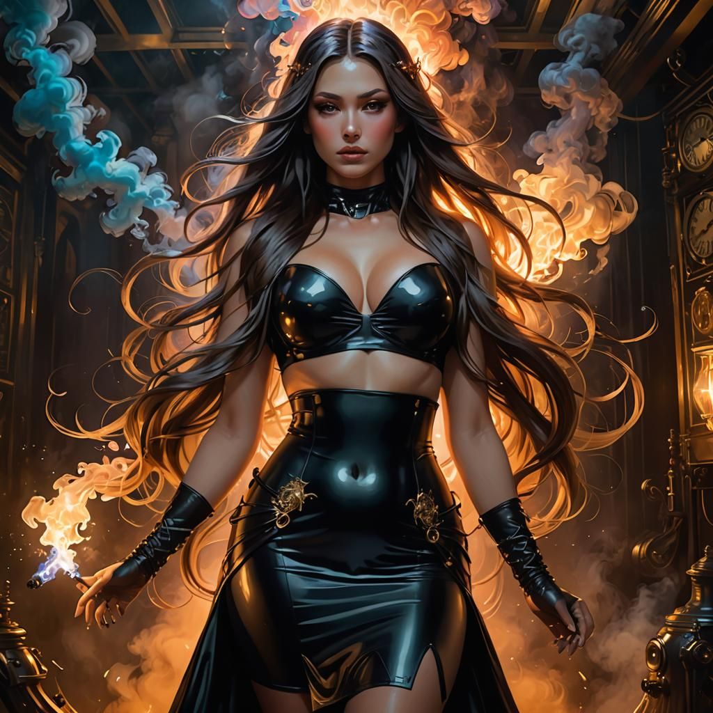Woman in Latex: Dynamic Concept Art Portrait