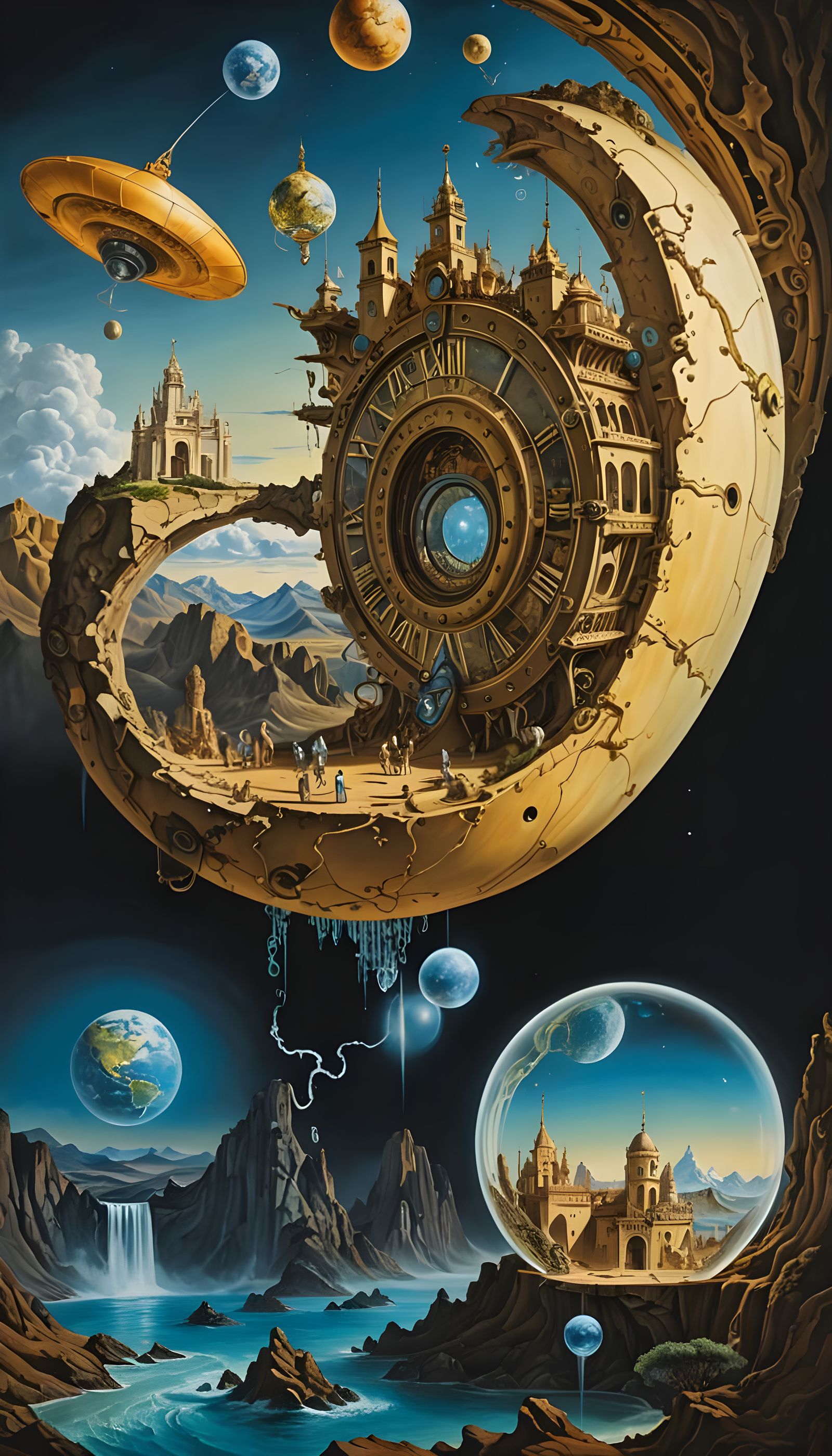 Time Portal Exploring Earth's History in Sci-Fi Style