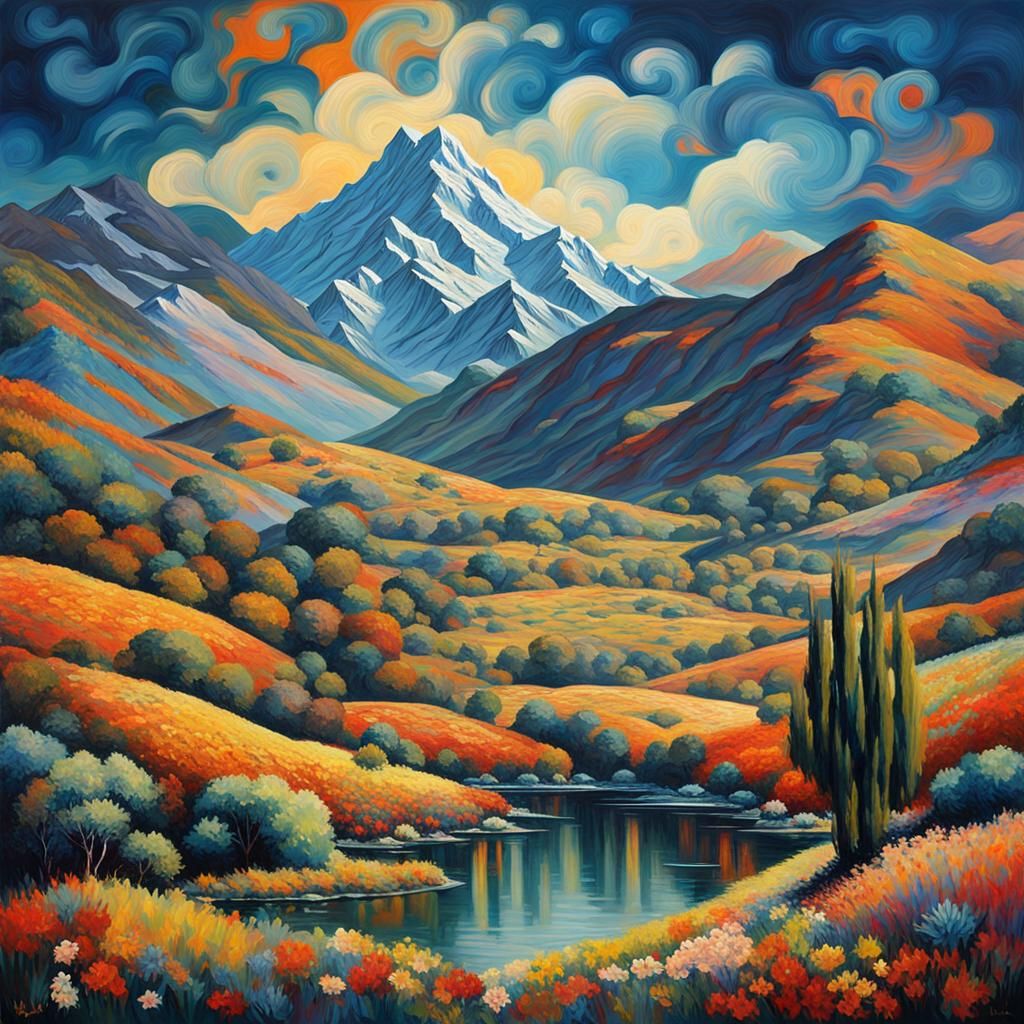 Impressionist Landscape with Artistic Figures