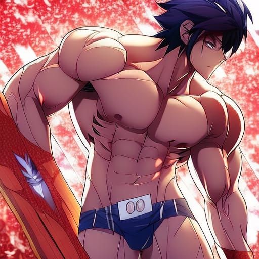 Anime Style Gay Male Figure with Abs