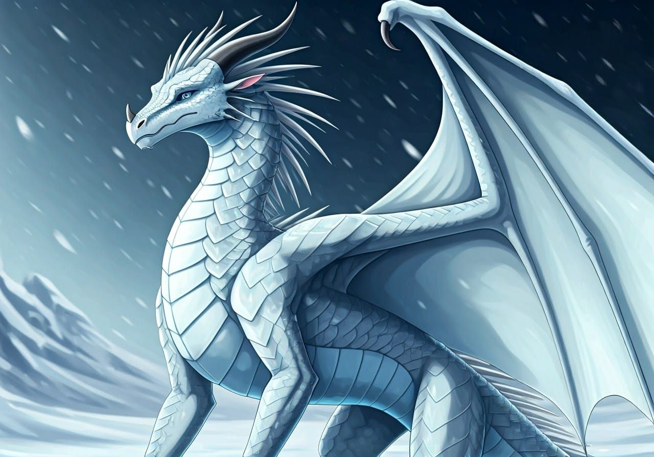 Anime-Style Icewing Prince Winter, Majestic Dragon of the Fr...
