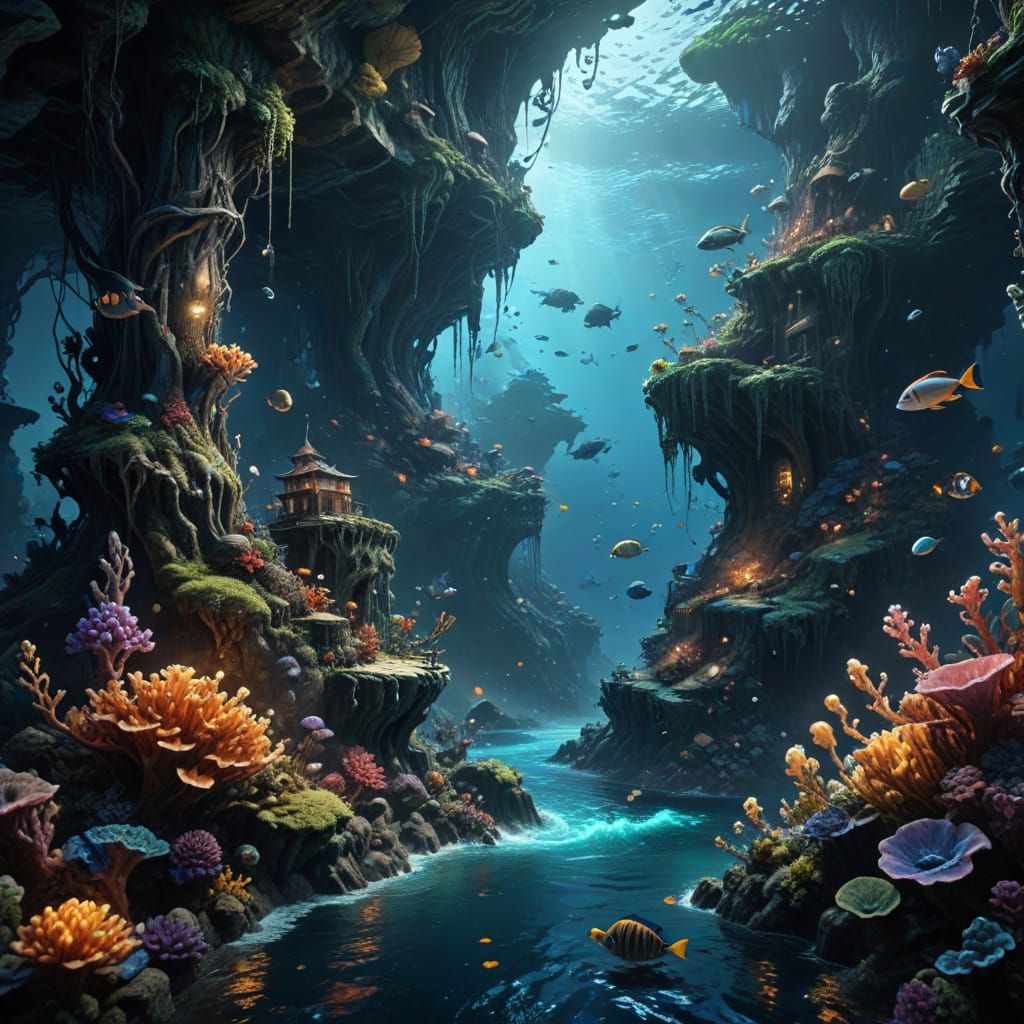 Vibrant Underwater World in Detailed Digital Painting