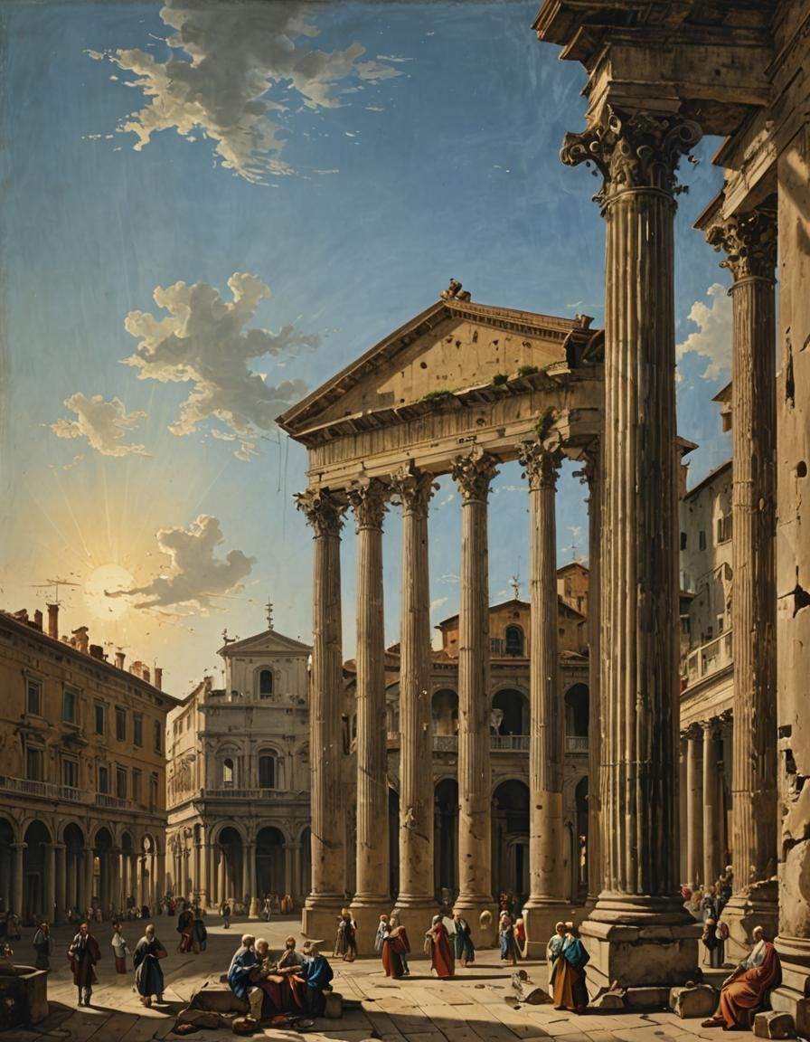 Corinthian Columns Capriccio in Crepuscular Light