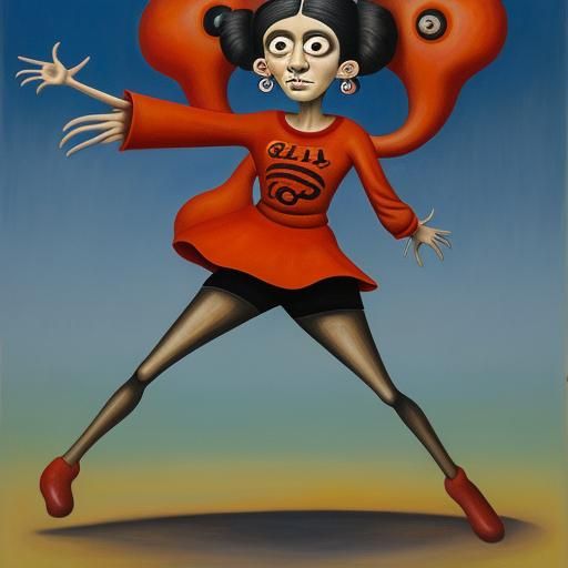 Surreal Cartoon Girl in Orozco Style