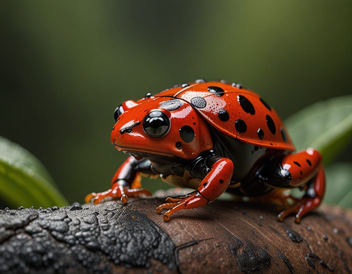A Photorealistic Ladybug Frog Hybrid in Hyperdetailed, Textu...