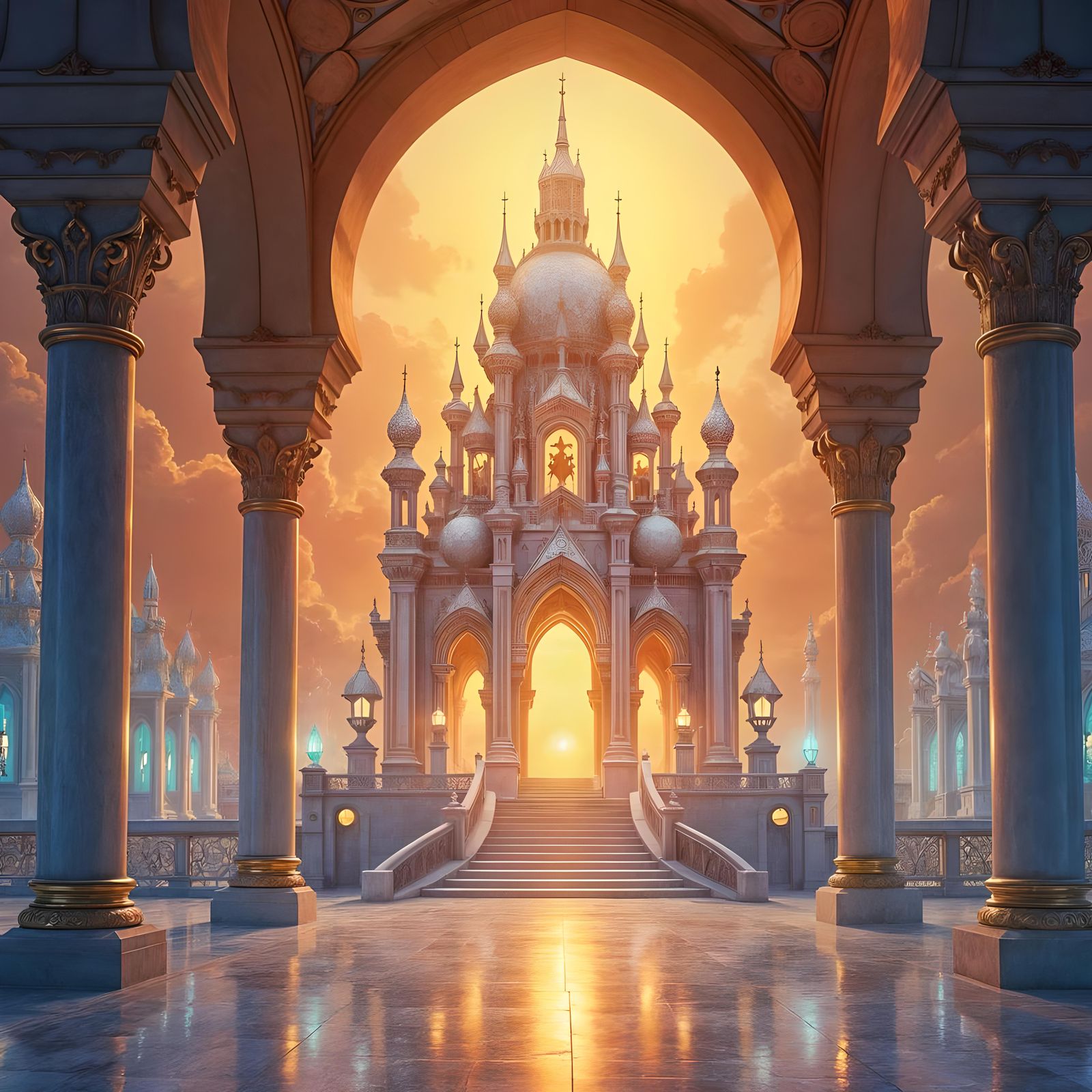 Sparkling Crystal Palace in Polychromatic Chalk Art