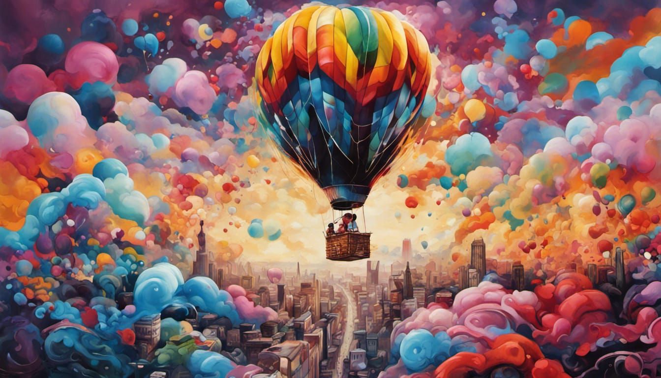 Colorful Hot Air Balloon Graffiti Art