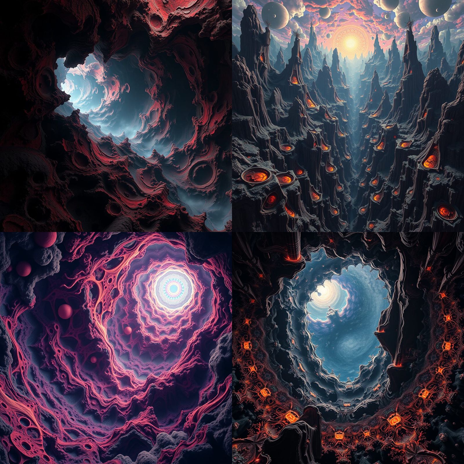Kaleidoscopic Fractals in Dark Fantasy Style