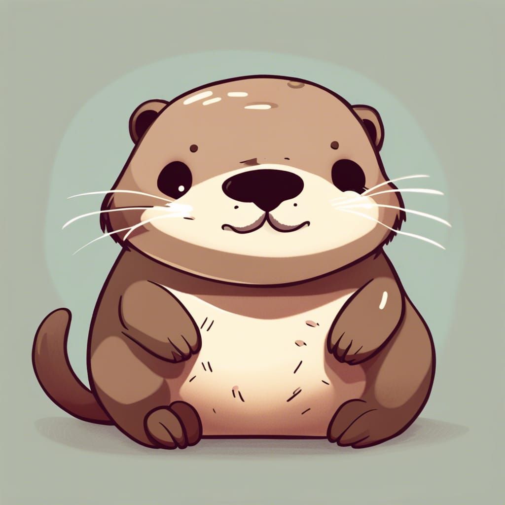 Cartoon Cute Otter in Animated Sleepycore Style
