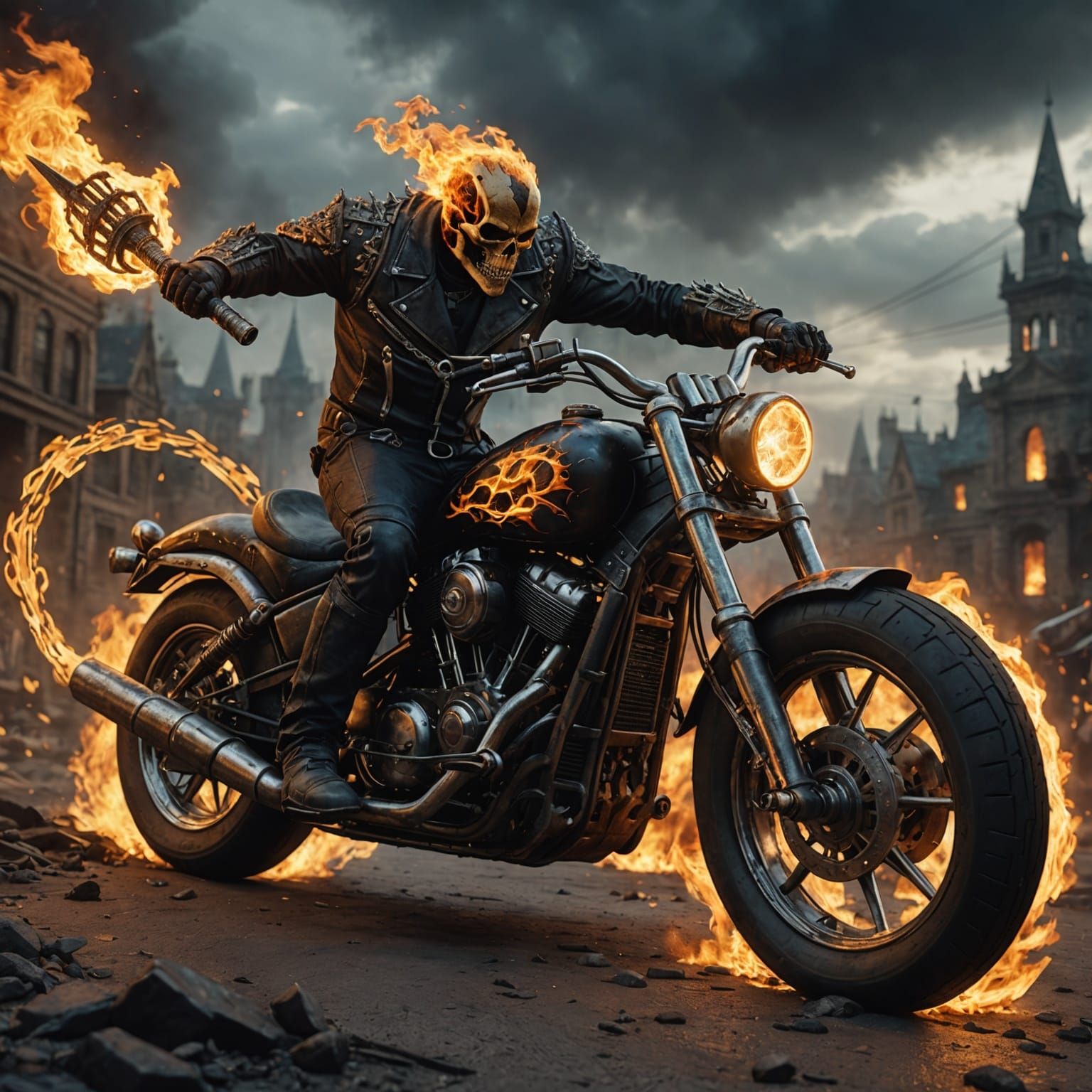 Ghost Rider Battle: Detailed Fantasy Concept Art