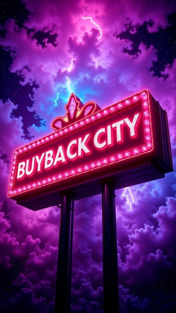 Buyback City Marquee Sign with Falling Diamonds