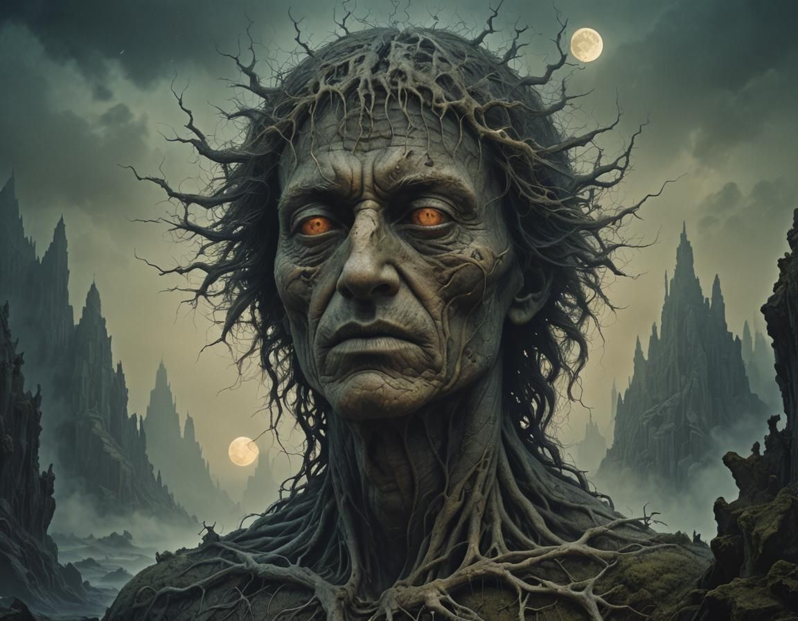 Eerie Surreal Portrait in Digital Art Style