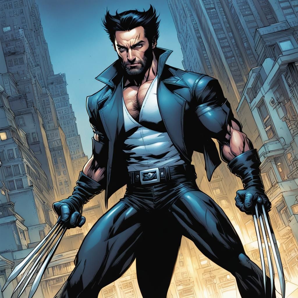 Hugh Jackman as comic-style Wolverine