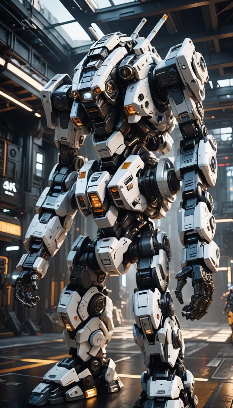 Futuristic Mech in Sci-Fi Cityscape