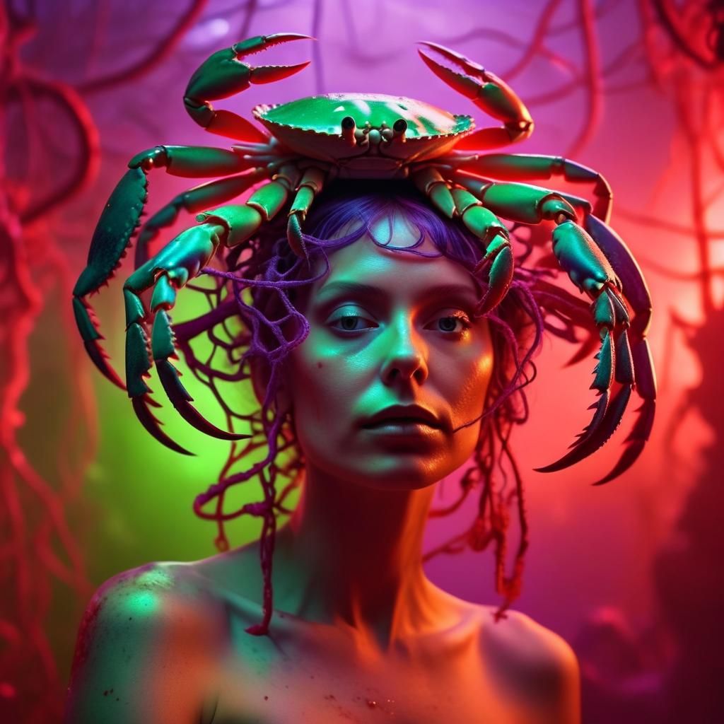 Surreal Entangled Woman Portrait in Dreamlike Setting