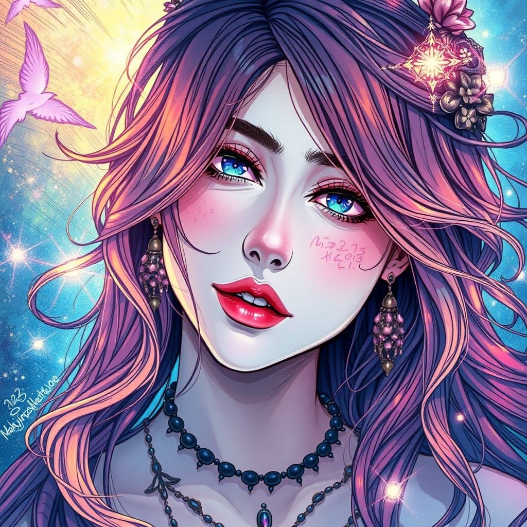 Dalia Larimar: Ethereal Manga Portrait in Mixed Fantasy Styl...
