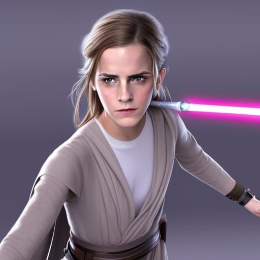 Emma Watson as Jedi Knight in 3D Art
