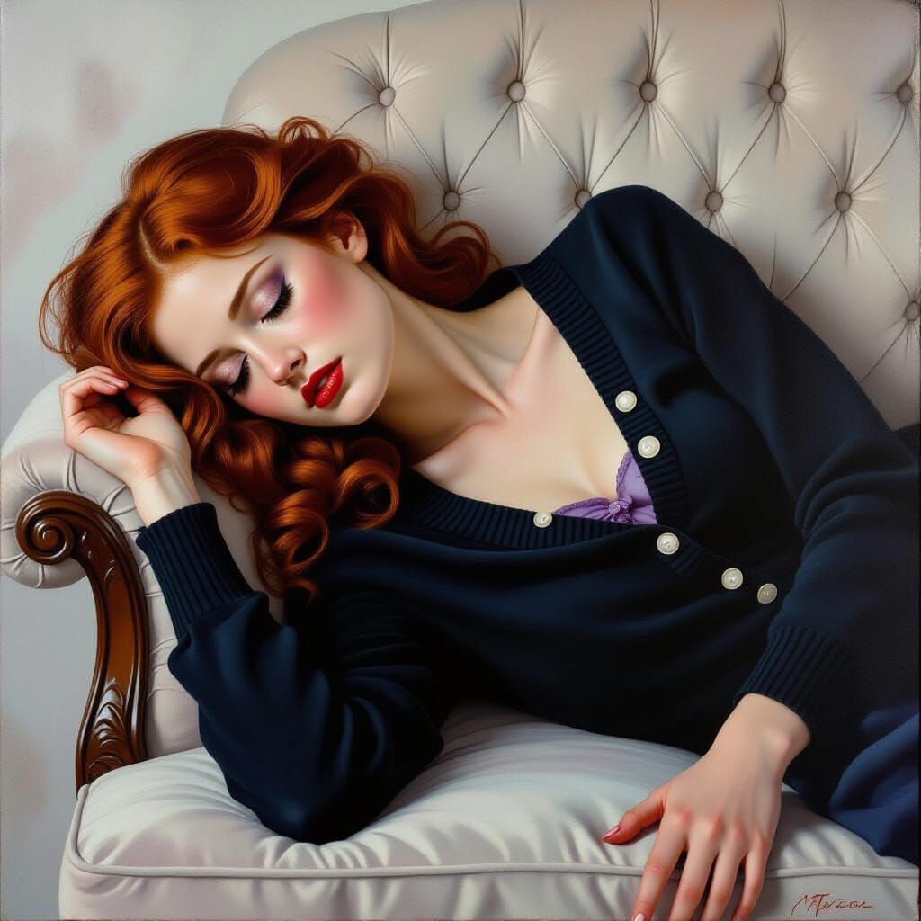 Resilience Amidst Ruin: Woman Falls onto Chaise Lounge