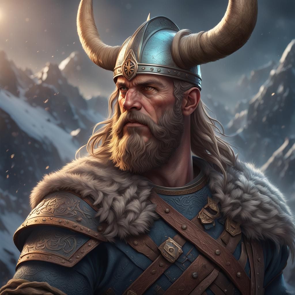 Viking Warrior Portrait in Hyperdetailed Style
