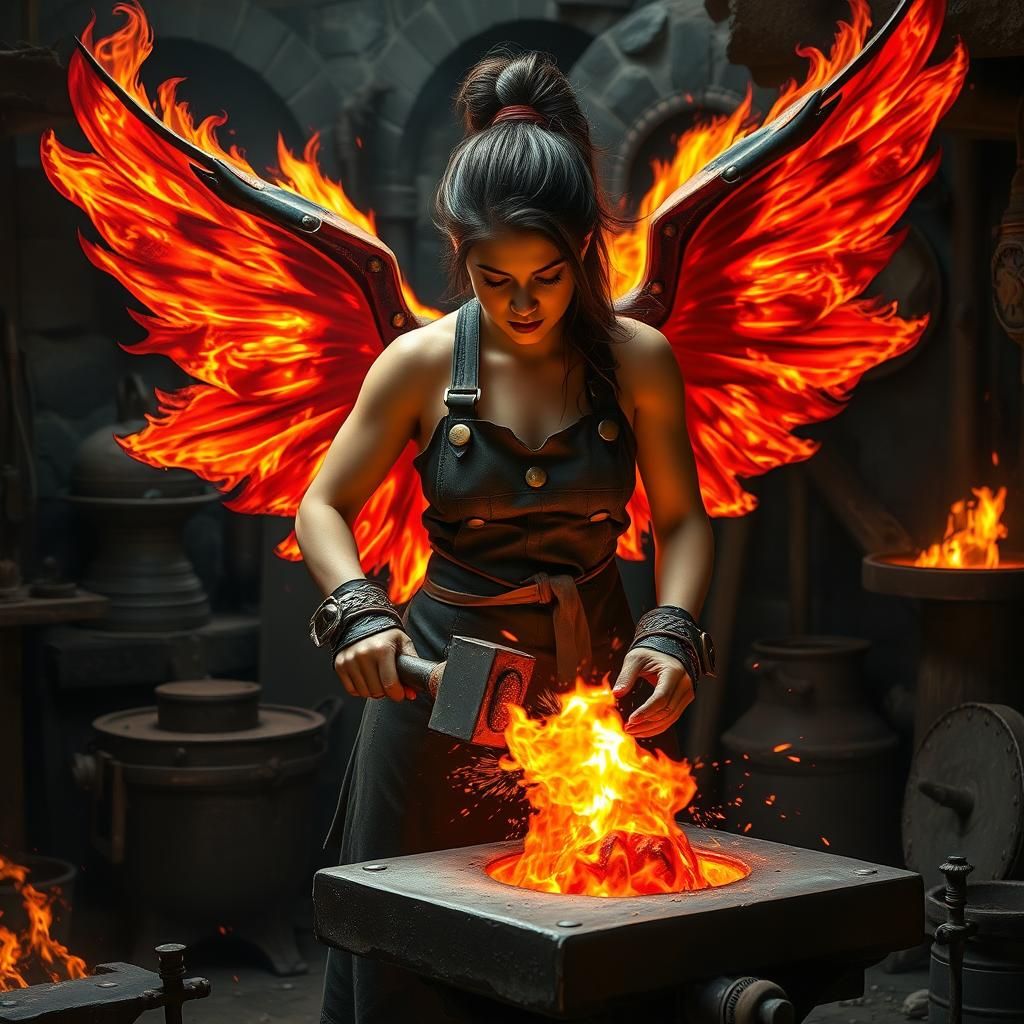 Inferno Artisan: Blacksmith Goddess (Flux Schnell)