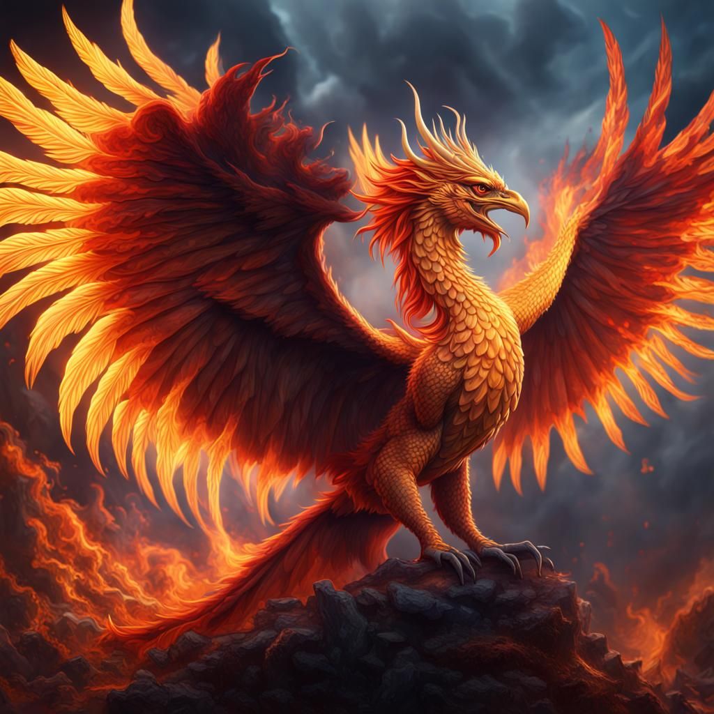 Mythical Phoenix Dragon Hybrid Concept Art