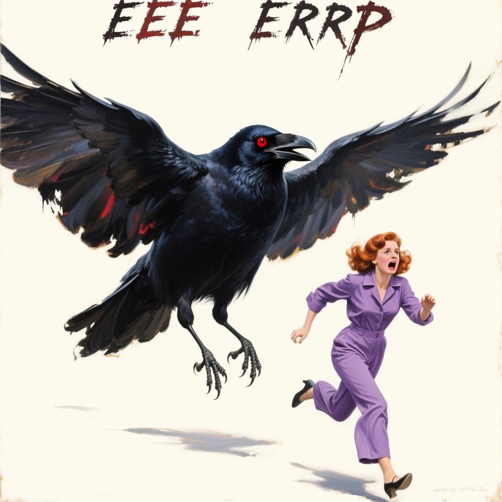 Giant Crow Menaces Diana Rigg in 1968 London