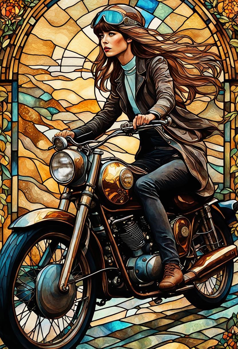 Francoise Hardy riding a motorbike (#2)