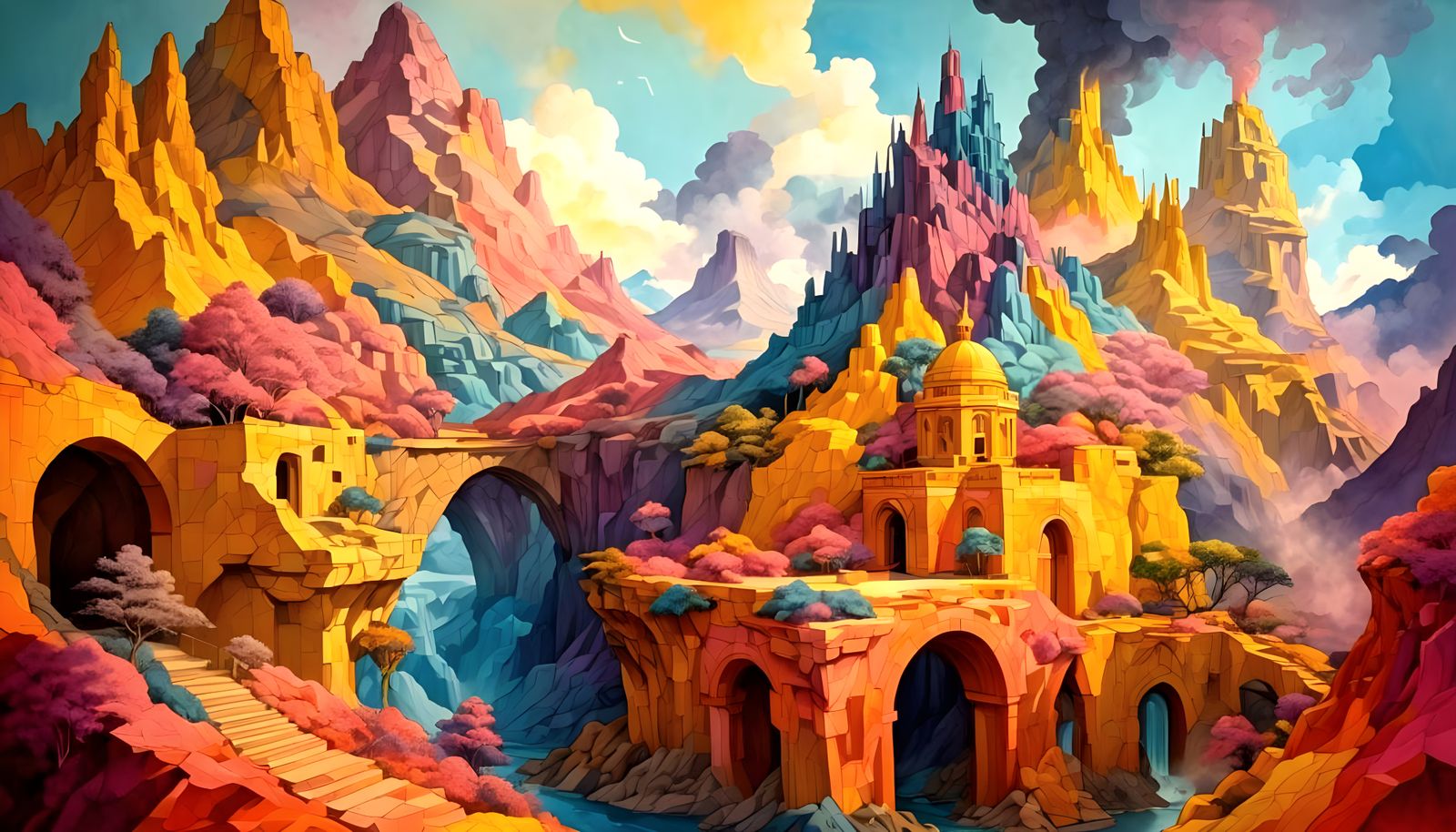 A mythical volcano as the home of sensual creatures