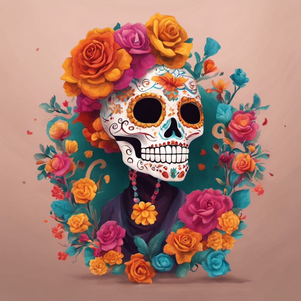 Early Día de los Muertos Celebration in Detailed Matte Paint...