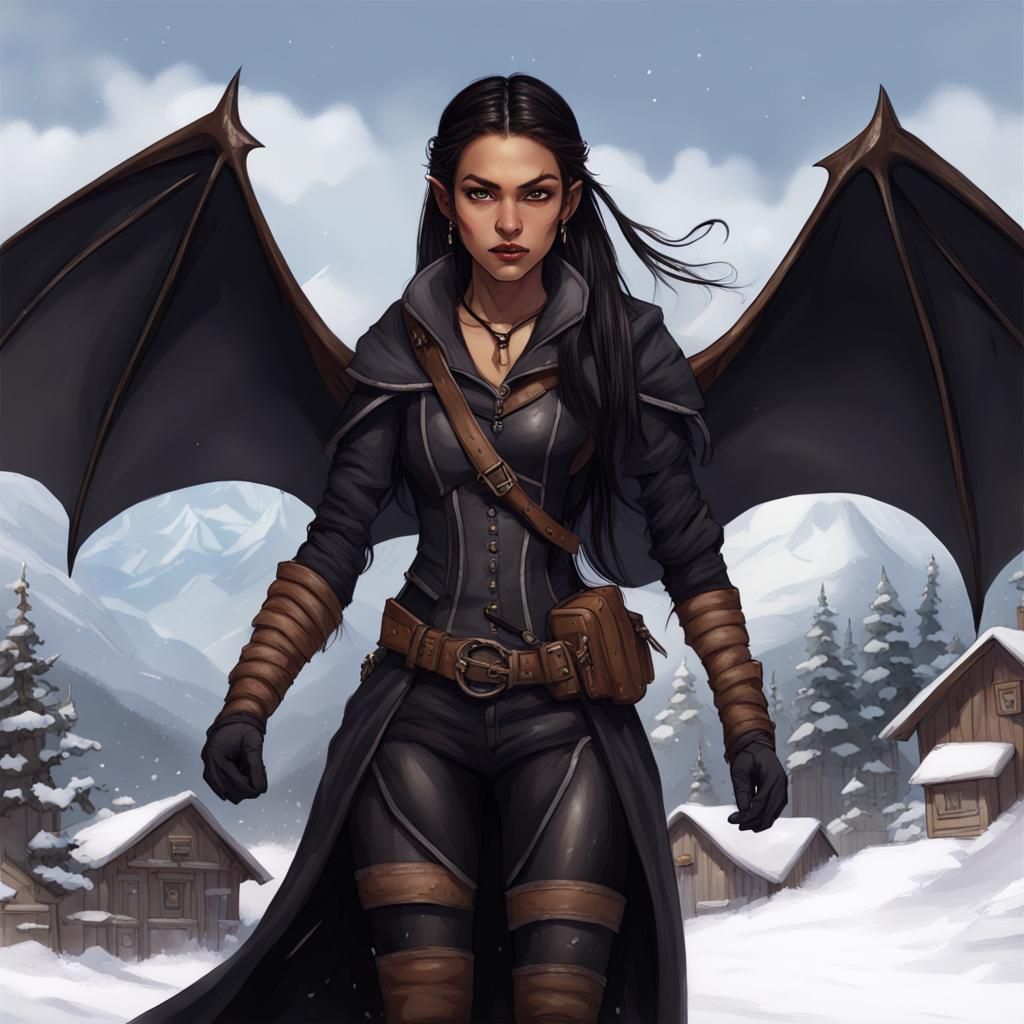 Fantasy Fae Warrior with Bat Wings