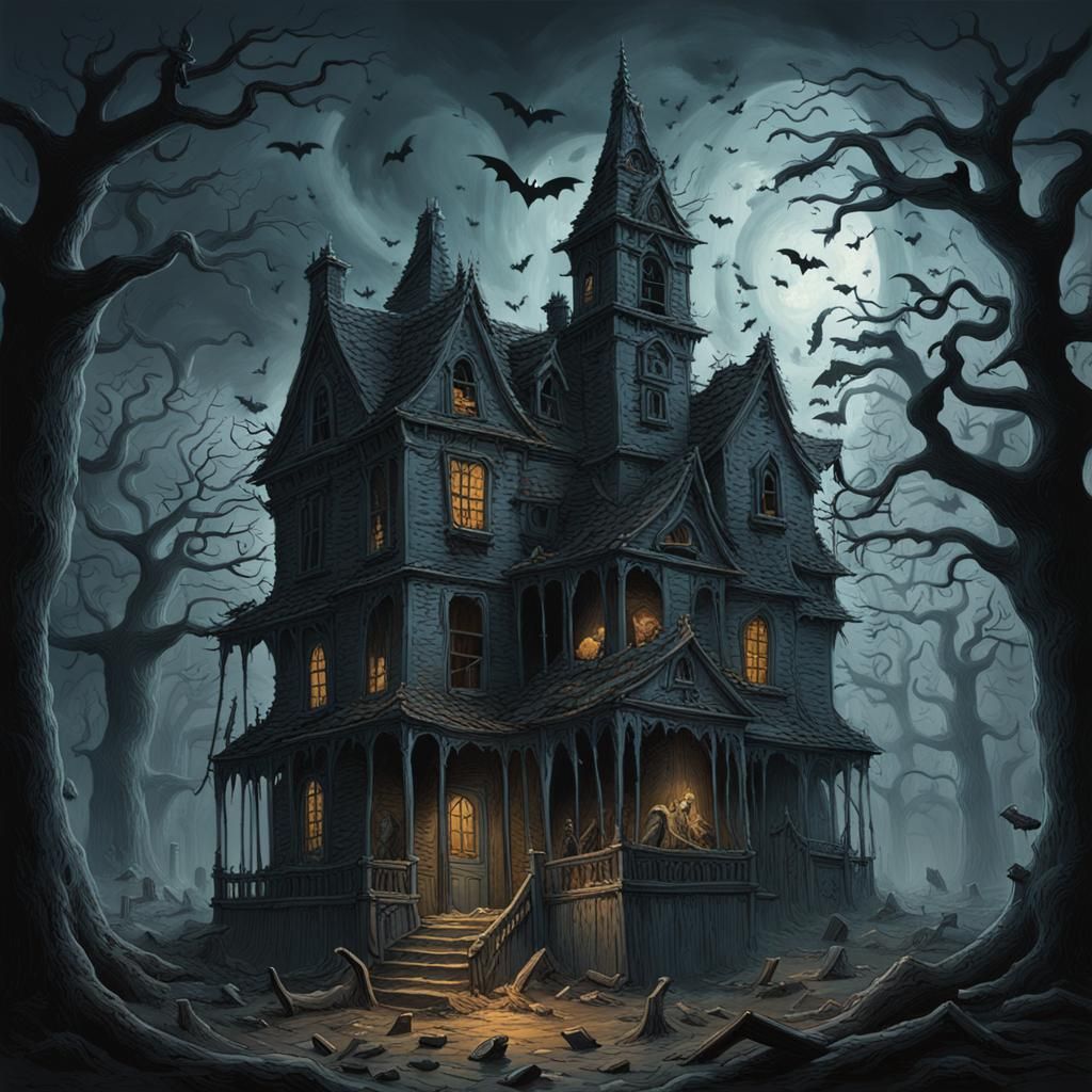 Haunted House Storybook in Horror Aesthetic