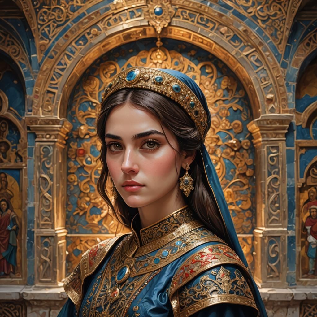 Byzantine Girl Portrait with Dynamic Lighting